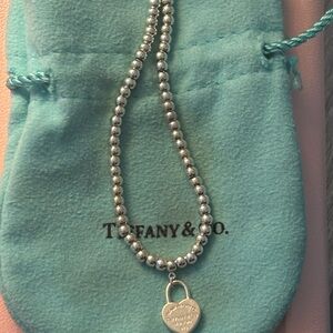 Tiffany & Co. Silver Bead Bracelet with Heart Charm